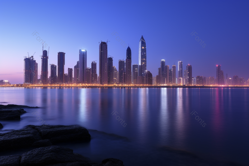 蓝色城市江边倒影夜景全景,高清,摄影图,摄影图片,图片大全,摄影图免费下载